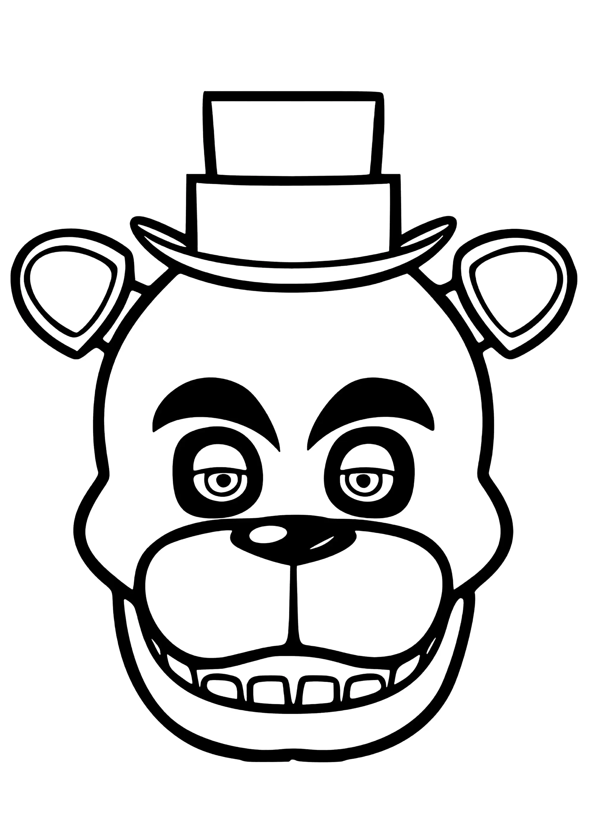 Tête de l'effrayant Freddy Fazbear (FNAF) (Coloriage à imprimer pour enfants)