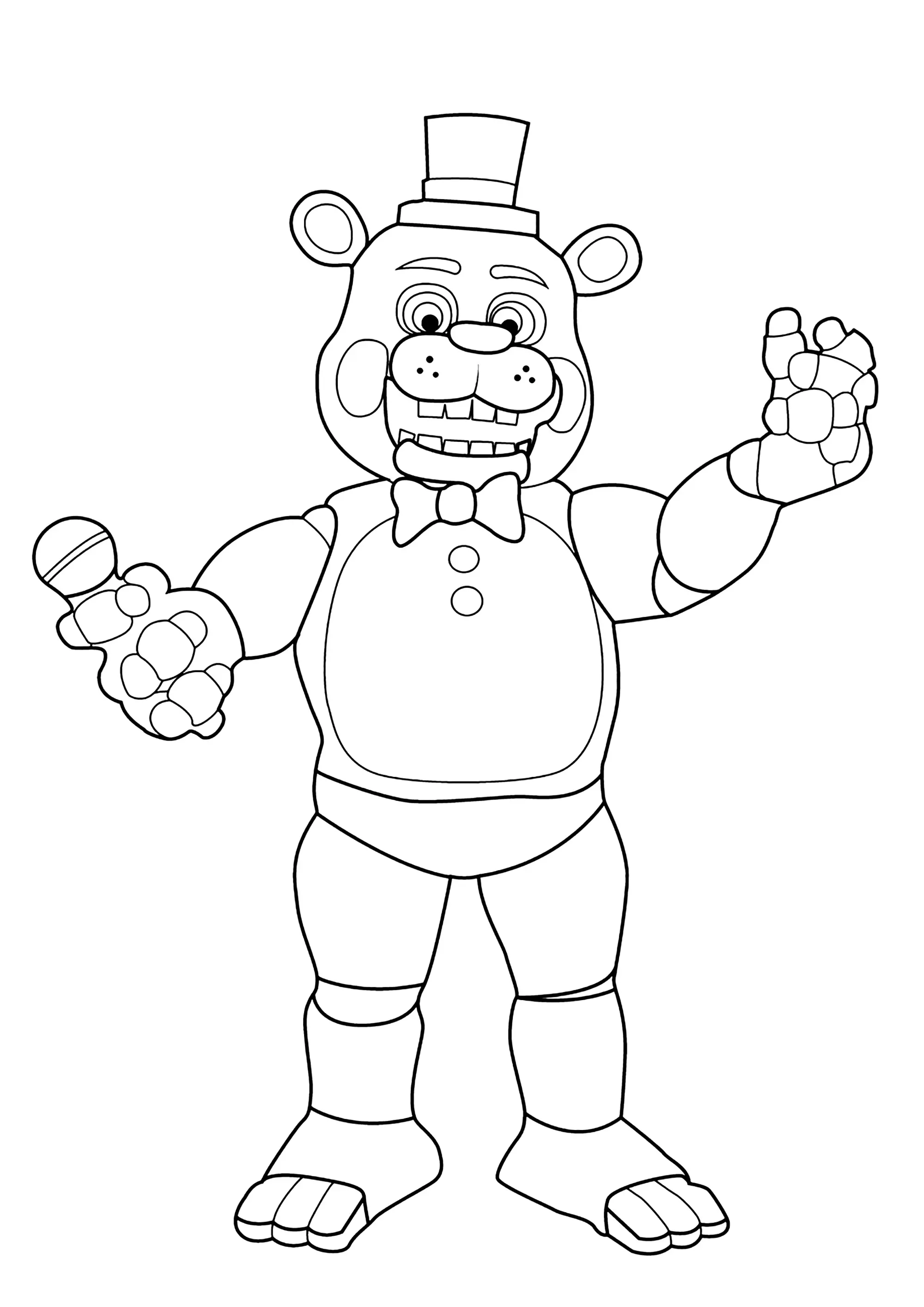 Freddy Fazbear : l'ours animatronique (Coloriage de FNAF à imprimer pour enfants)