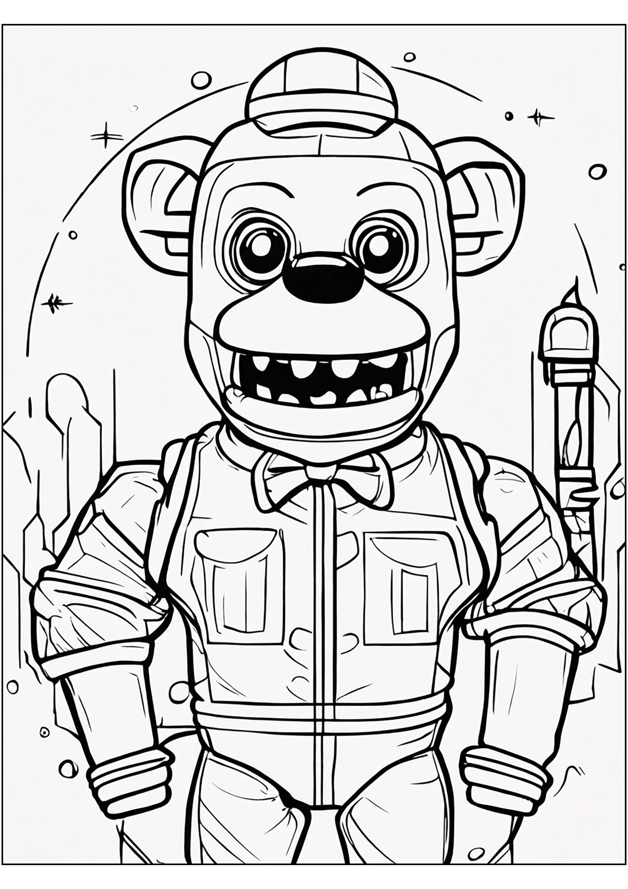 Freddy Fazbear : l'ours effrayant (Coloriage de FNAF à imprimer pour enfants)