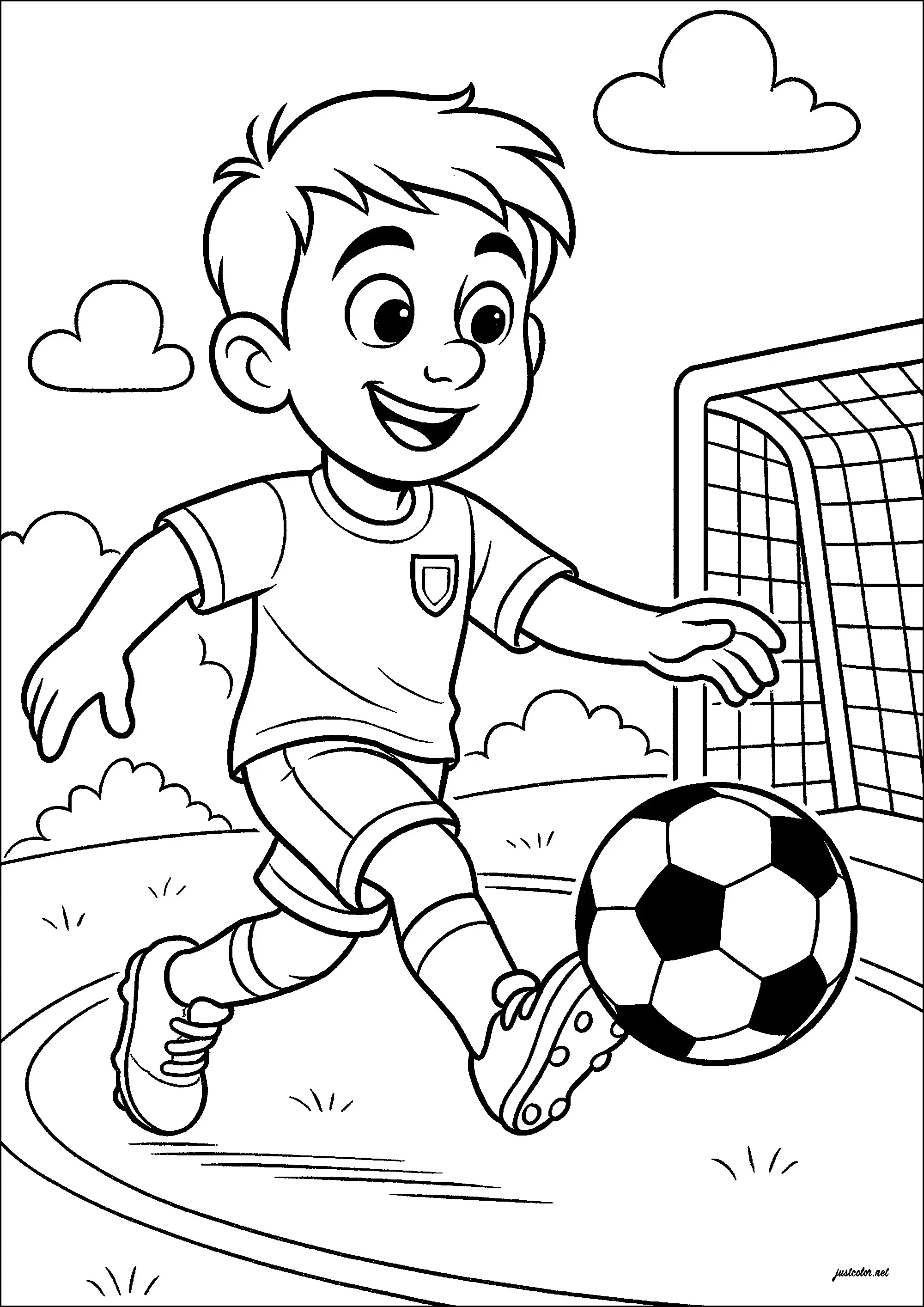 Jeune joueur de football (Coloriage à imprimer pour enfants)