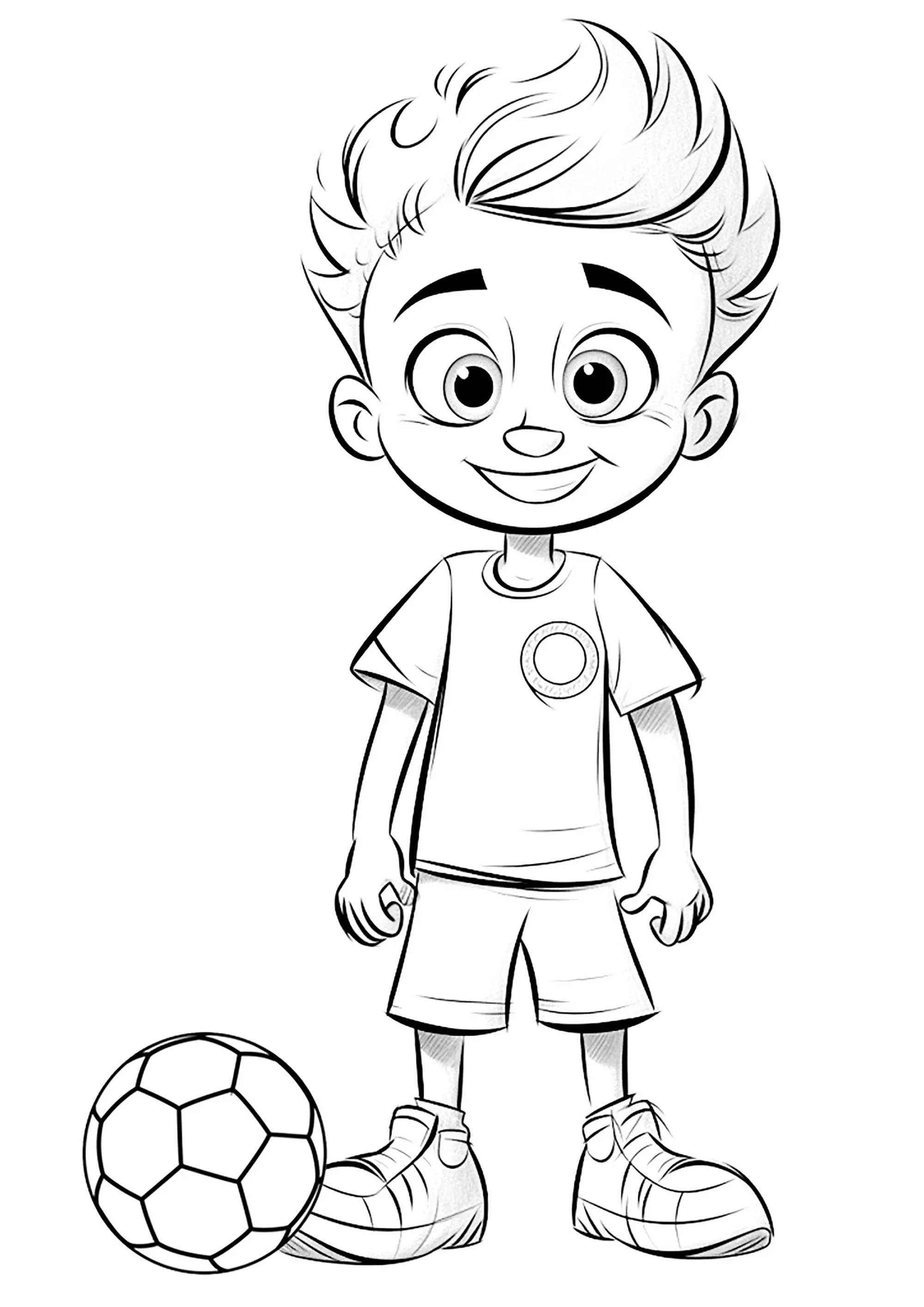 Jeune joueur de football (Coloriage à imprimer pour enfants)