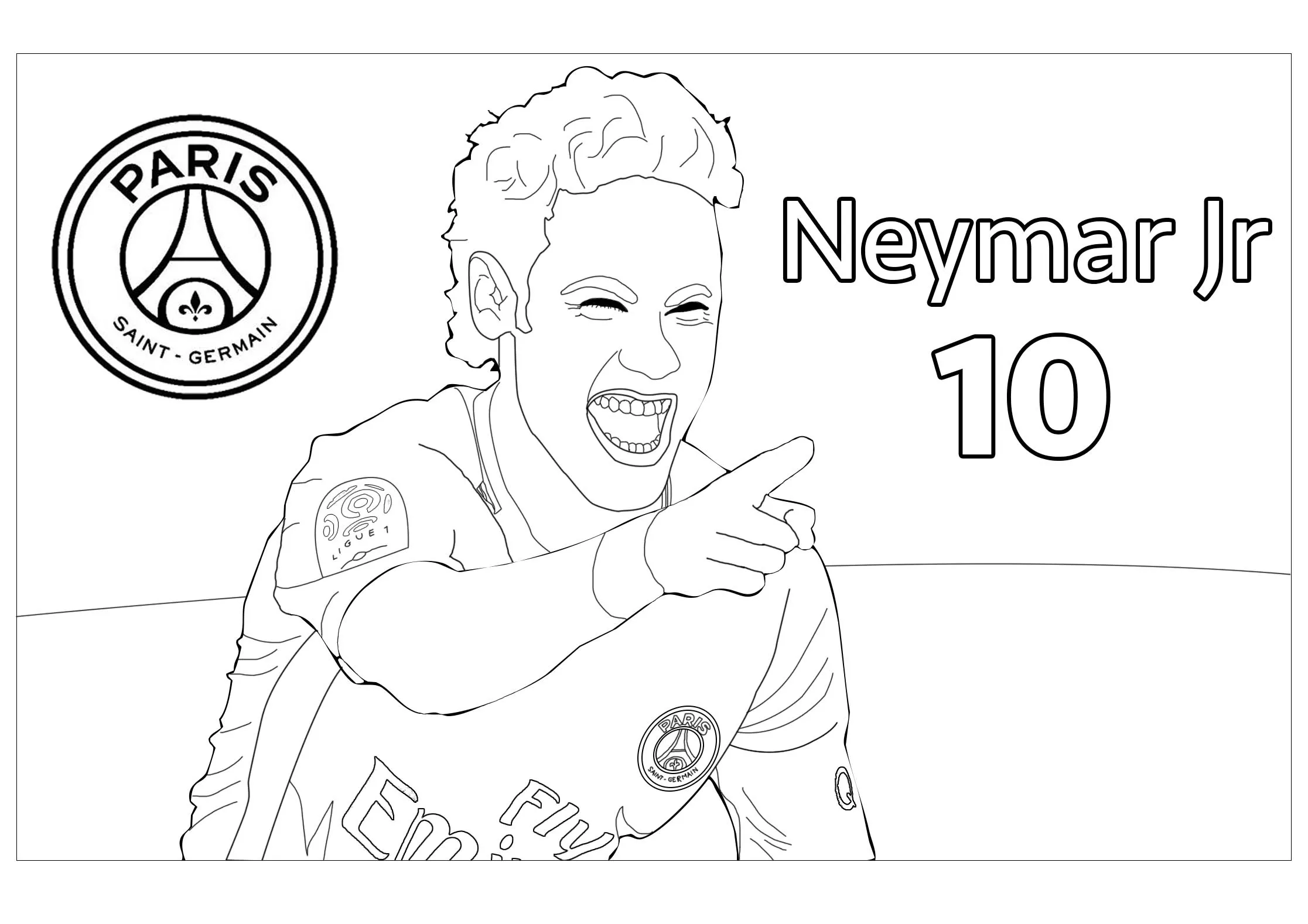 Neymar jr - version - 2 (Coloriage de Football à imprimer pour enfants)
