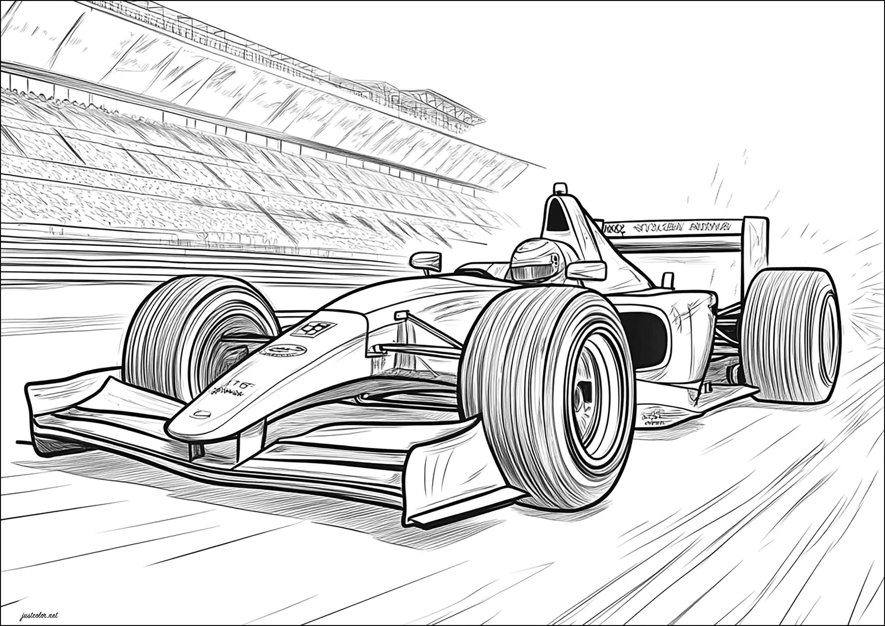 Superbe voiture de Formule - 1 (Coloriage de Formule 1 à imprimer pour enfants)