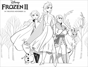 La reine des neiges 2 : Elsa, Anna, Olaf, Sven, Kristoff (avec texte)
