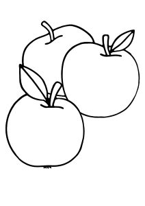 Fruits et légumes : Trois pommes à colorier