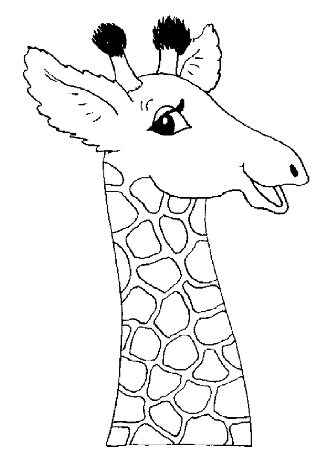Girafe souriante (Coloriage à imprimer pour enfants)