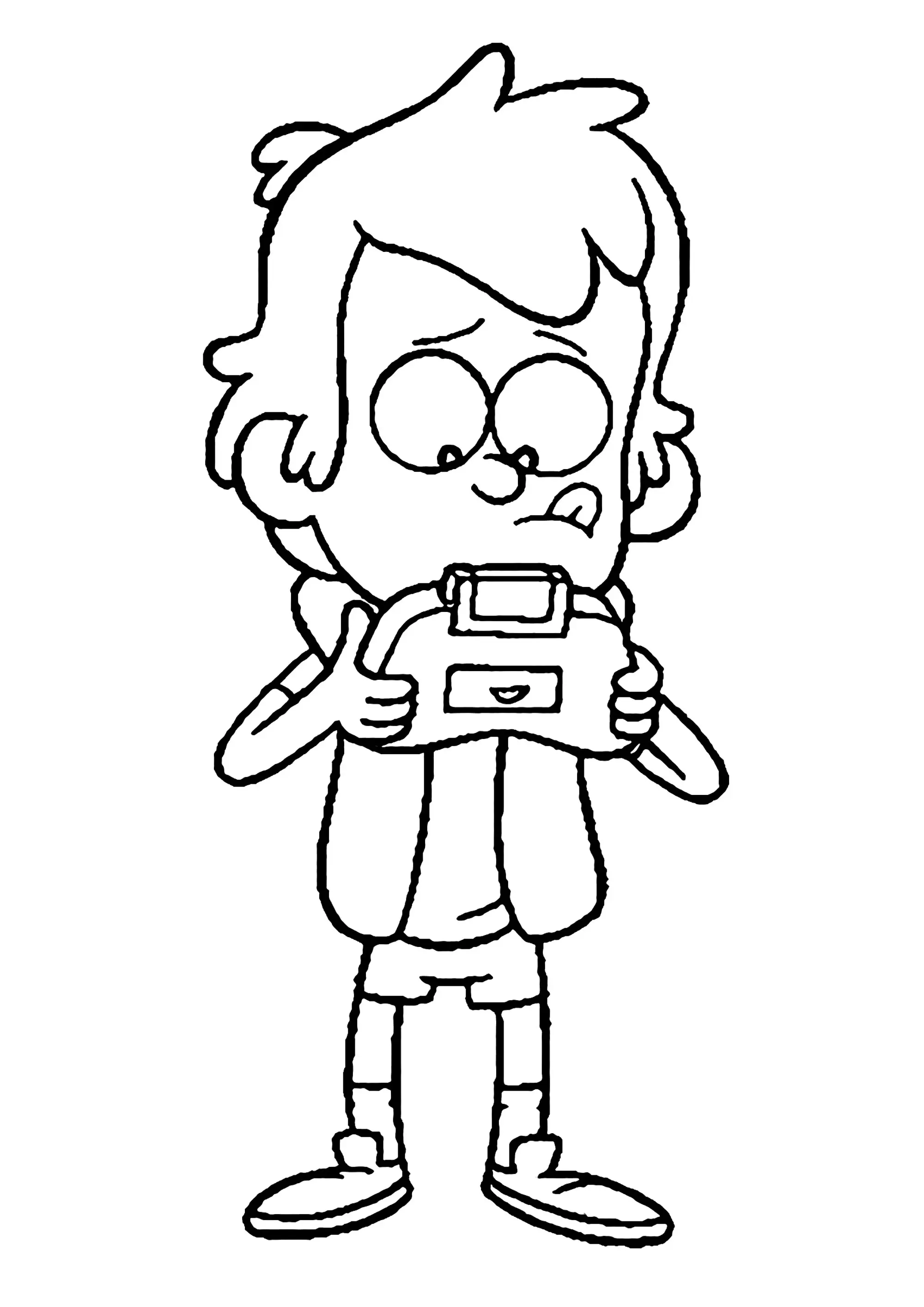 Didder joue à un jeu vidéo (Coloriage de Souvenirs de Gravity Falls à imprimer pour enfants)