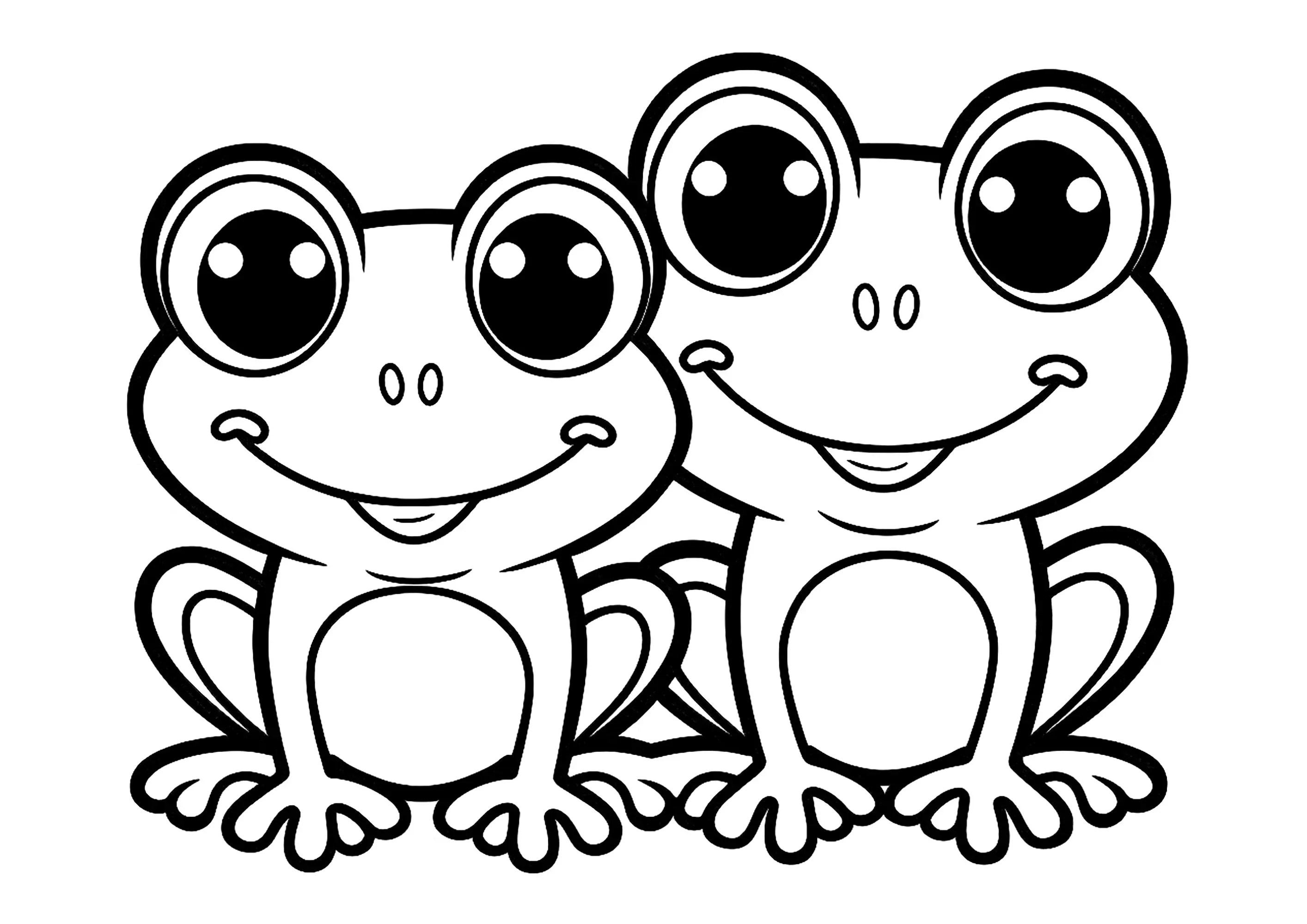 Deux jolies grenouilles (Coloriage à imprimer pour enfants)