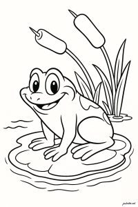 Coloriage facile pour enfants sur le thème Grenouilles