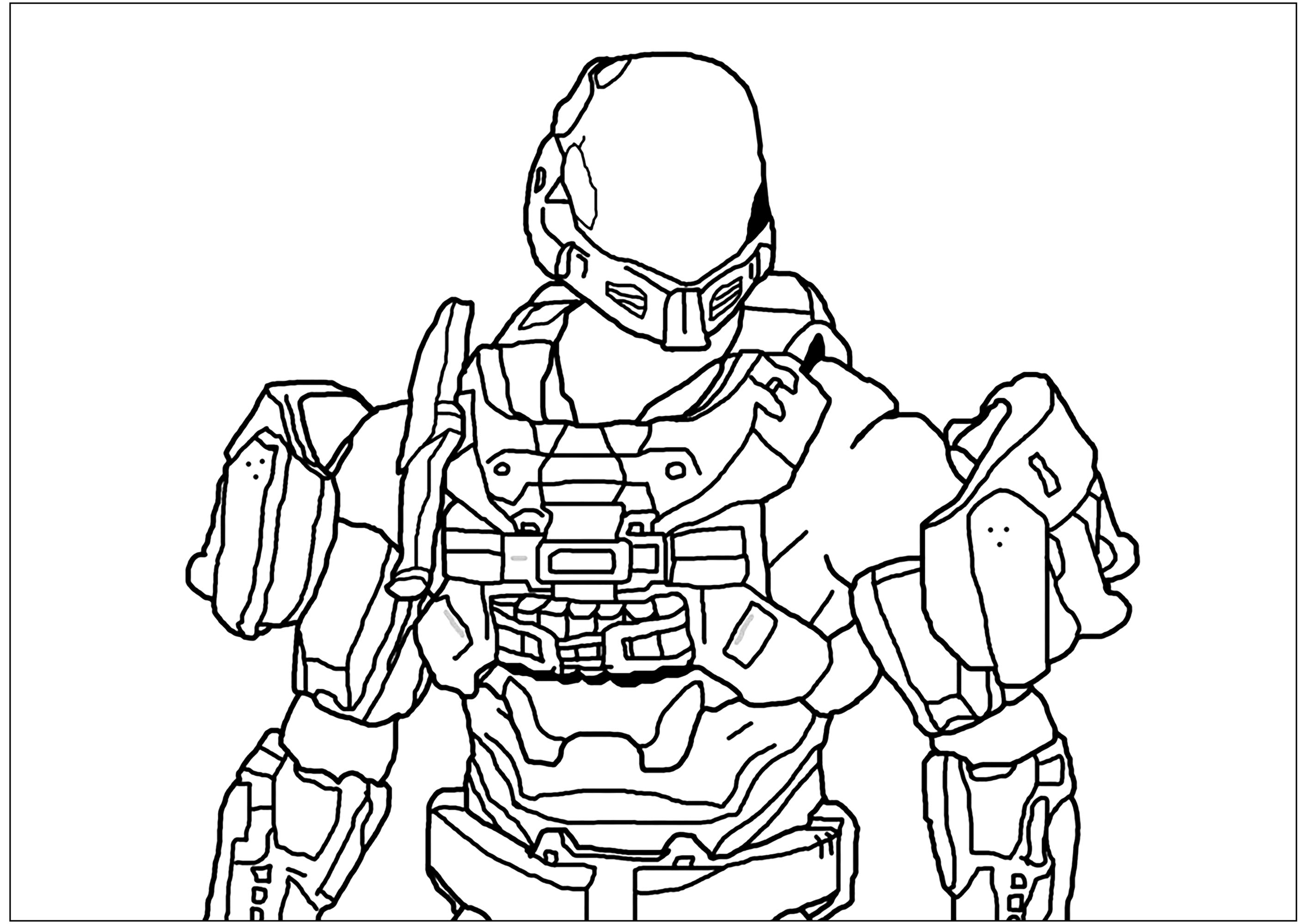 Soldat du jeu vidéo Halo (Coloriage à imprimer pour enfants)