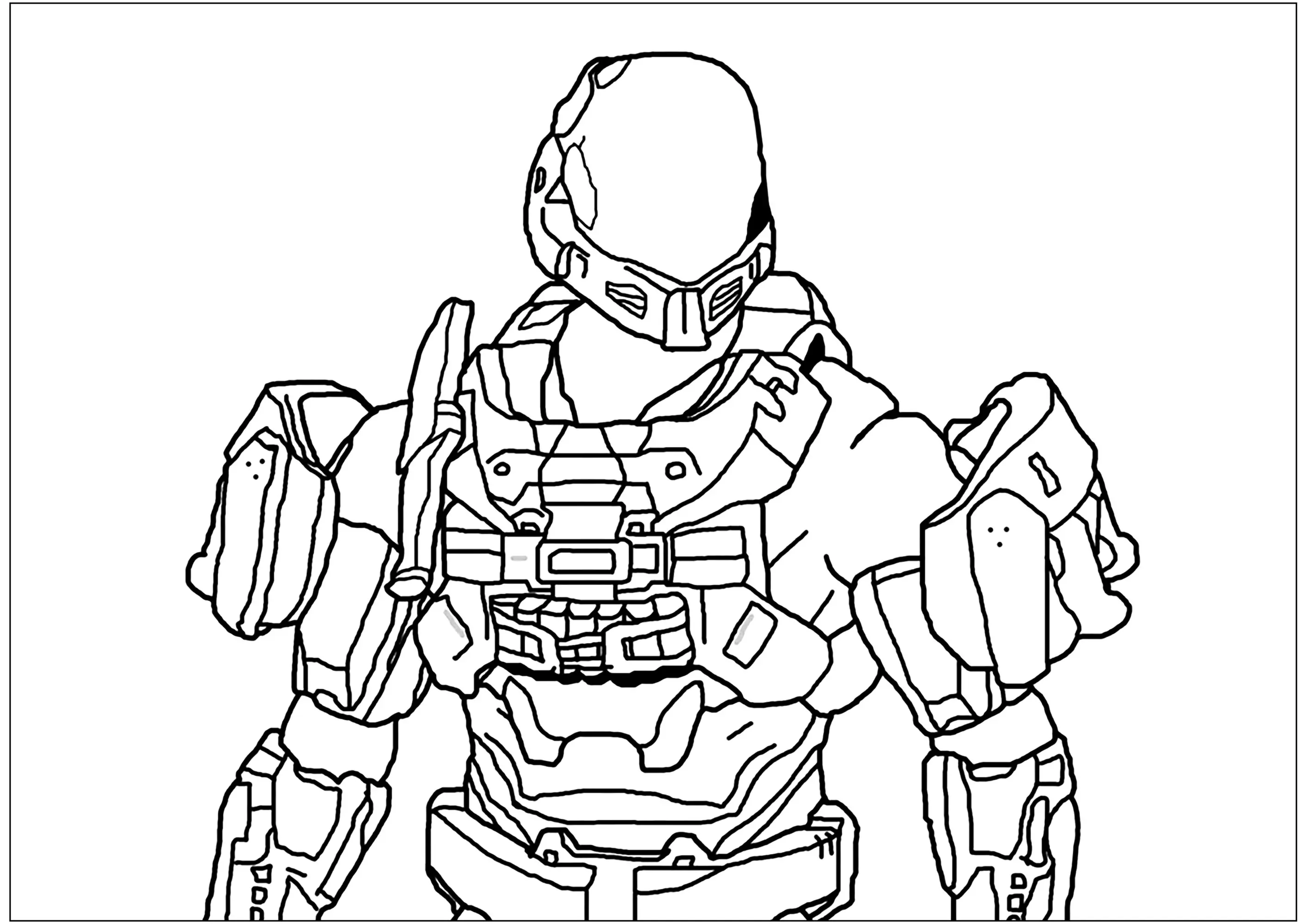 Soldat du jeu vidéo Halo (Coloriage à imprimer pour enfants)