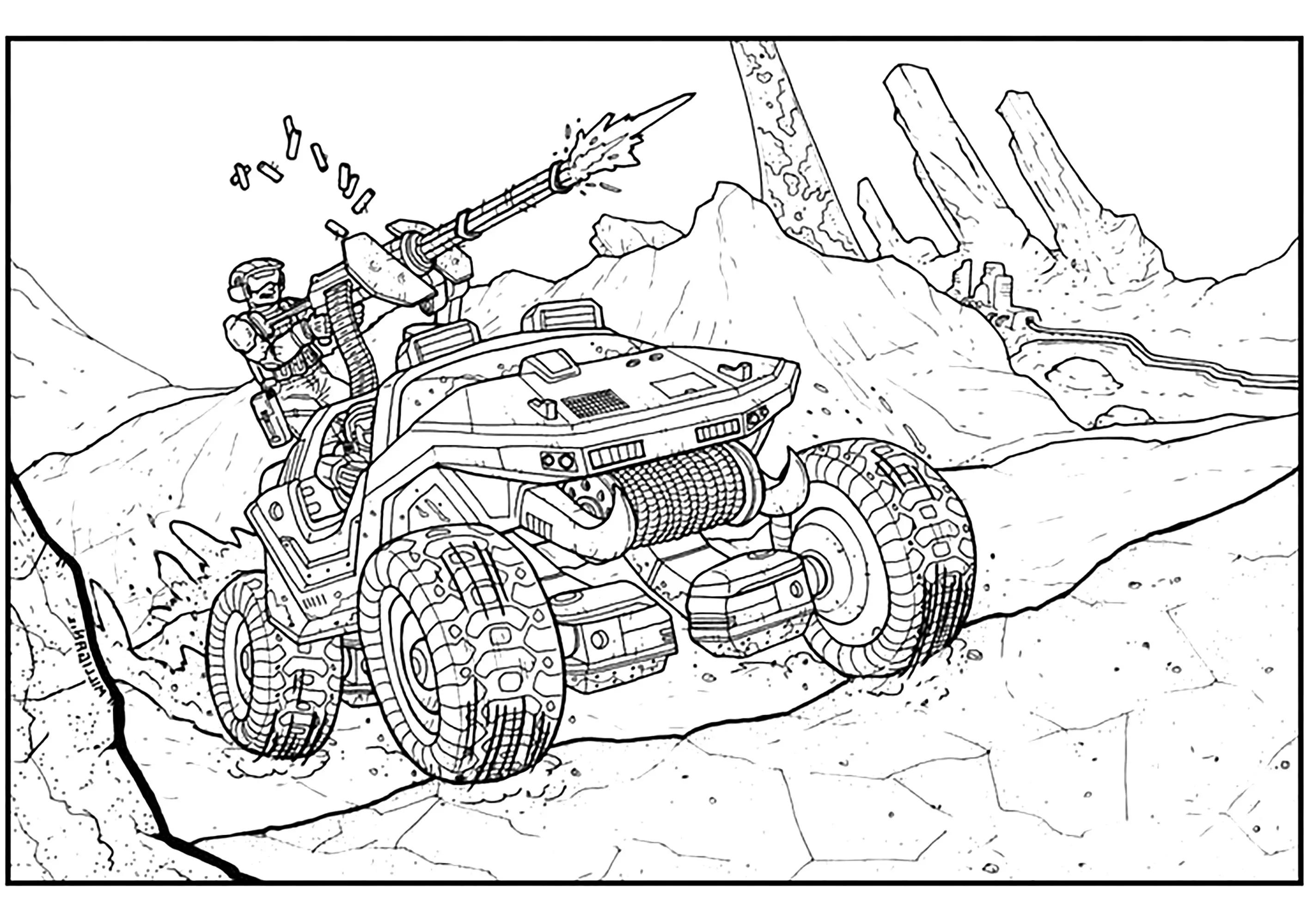 Véhicule militaire (Coloriage d'Halo à imprimer pour enfants)