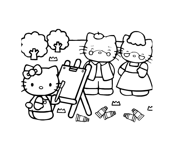 Simple coloriage de Hello Kitty pour enfants