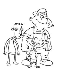 Coloriage d'Hey Arnold à imprimer pour enfants : Curly, Gerald et Harold Berman