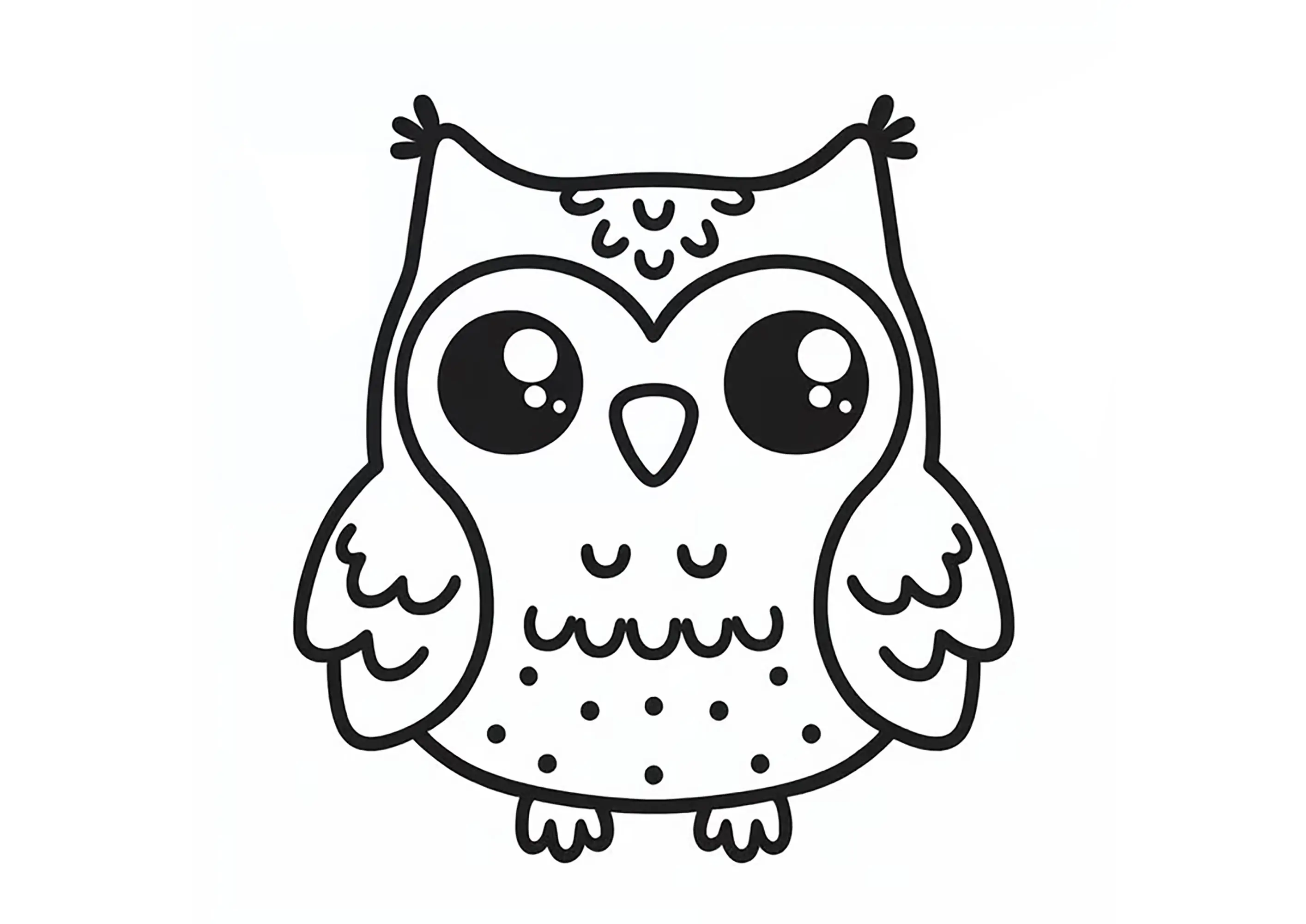 Hibou aux lignes épaisses (Coloriage d'Hiboux à imprimer pour enfants)