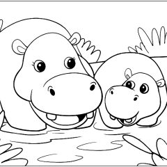 Coloriages d'Hippopotame à imprimer pour enfants