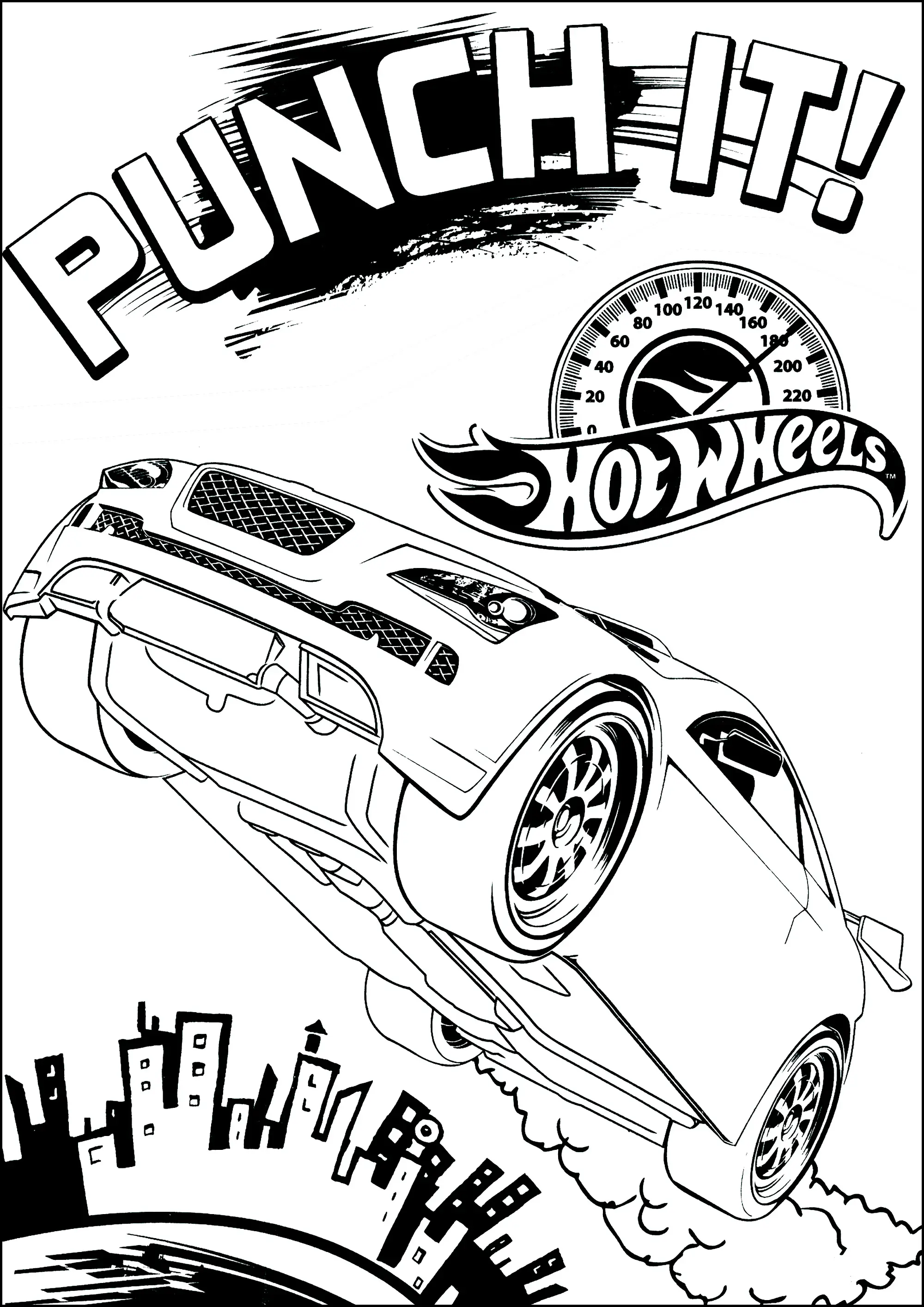 Hot wheels : Punch It ! (Coloriage à imprimer pour enfants)