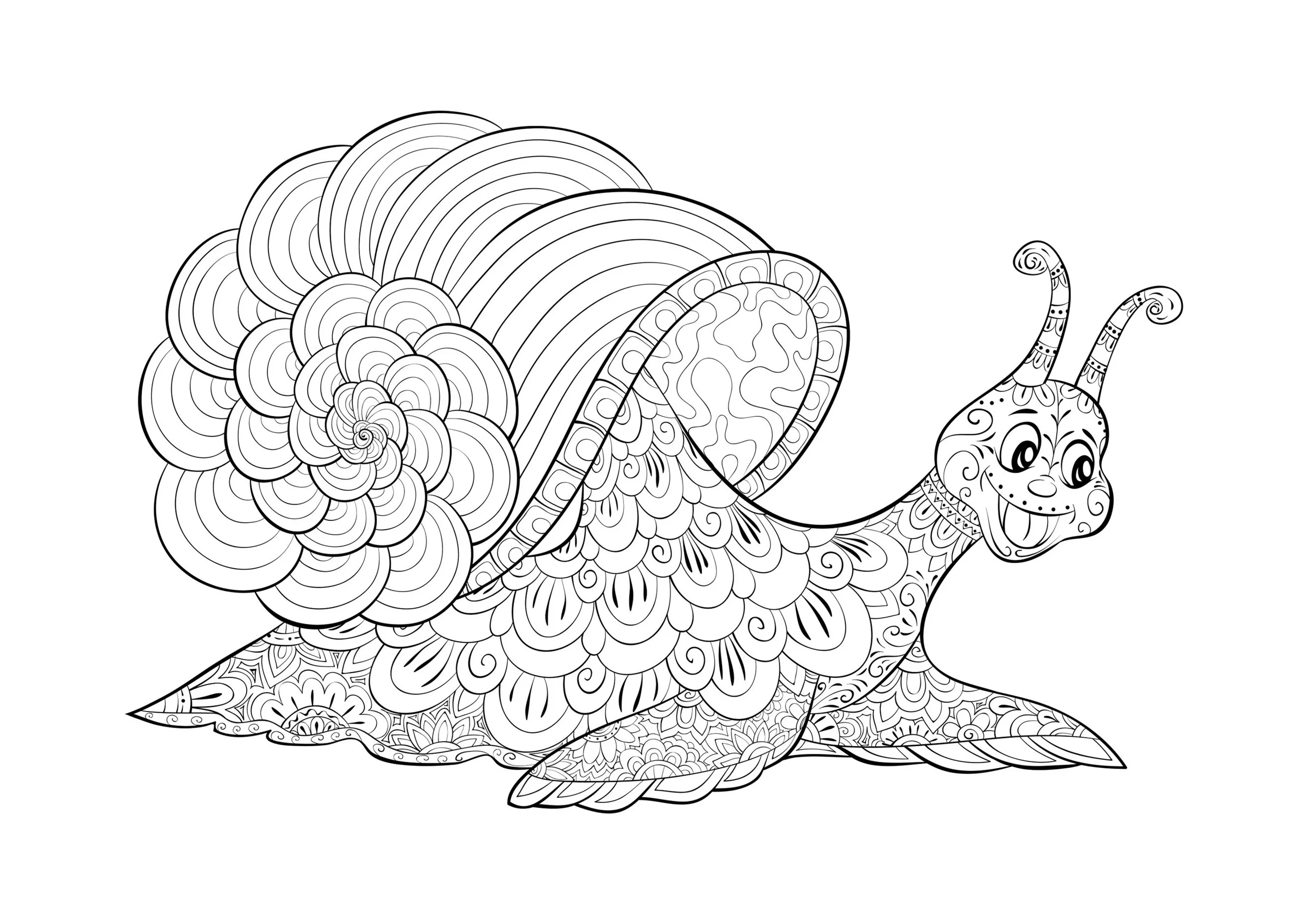 Escargot rigolo (Coloriage d'Insectes (Fourmis, Araignées, Abeilles …) à imprimer pour enfants)