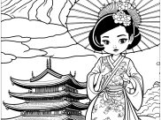 Coloriages Japon faciles pour enfants