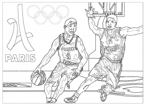 Coloriage jeux olympiques basketball paris 2024