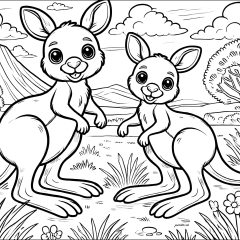 Coloriages de Kangourous à imprimer pour enfants