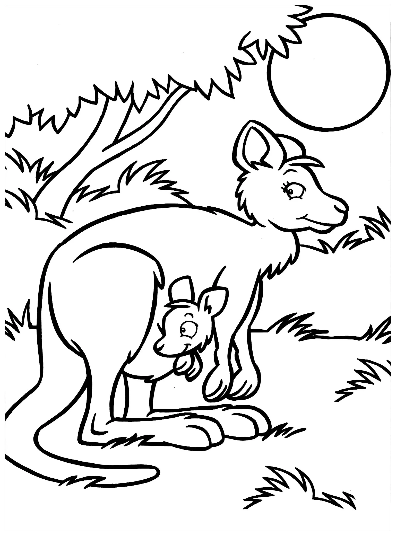 Deux kangourous (Coloriage à imprimer pour enfants)