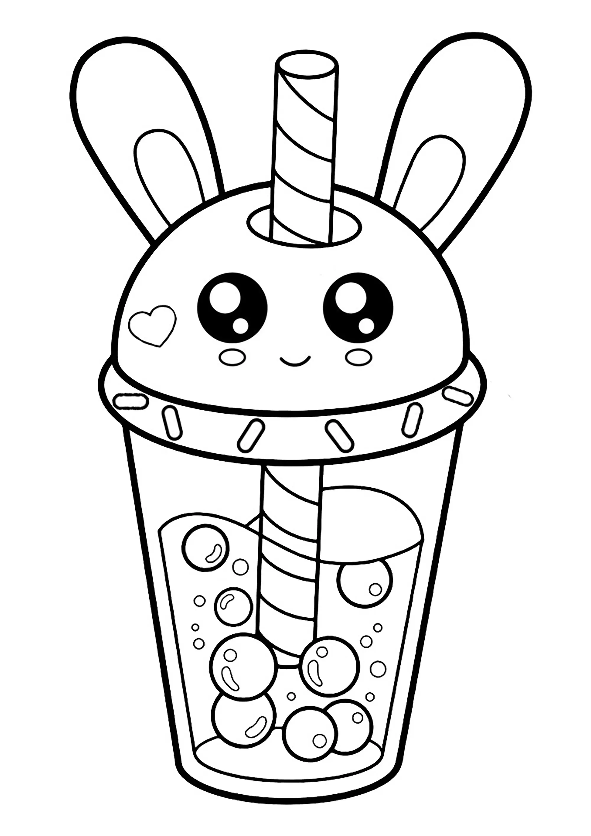 Bubble Tea Kawaii (Coloriage à imprimer pour enfants)