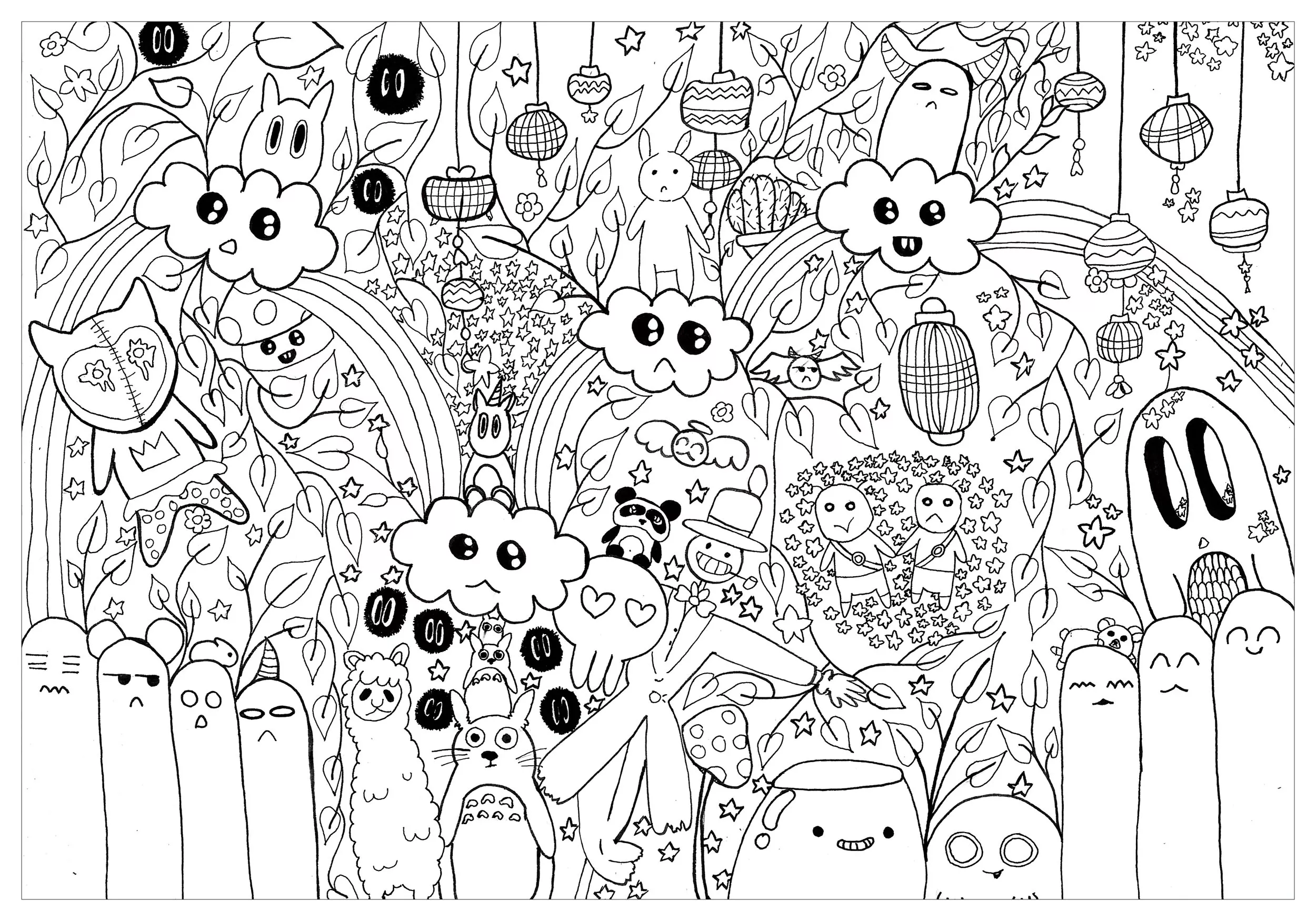 Kawaii totoro chloe (Coloriage à imprimer pour enfants)