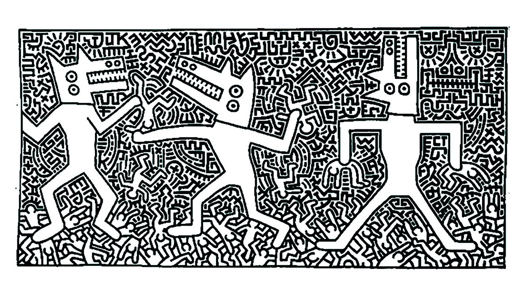 Coloriage inspiré par une oeuvre de Keith Haring