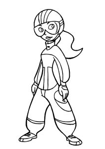 Coloriage de Kim Possible à imprimer pour enfants : Kim et son casque