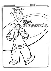 Coloriage de Kim Possible à imprimer pour enfants : Ron Stoppable et son sac à dos