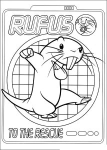 Coloriage de Kim Possible à imprimer pour enfants : Rufus à la rescousse