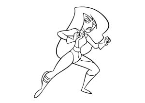Coloriage de à imprimer pour enfants : Une énnemie de Kim Possible