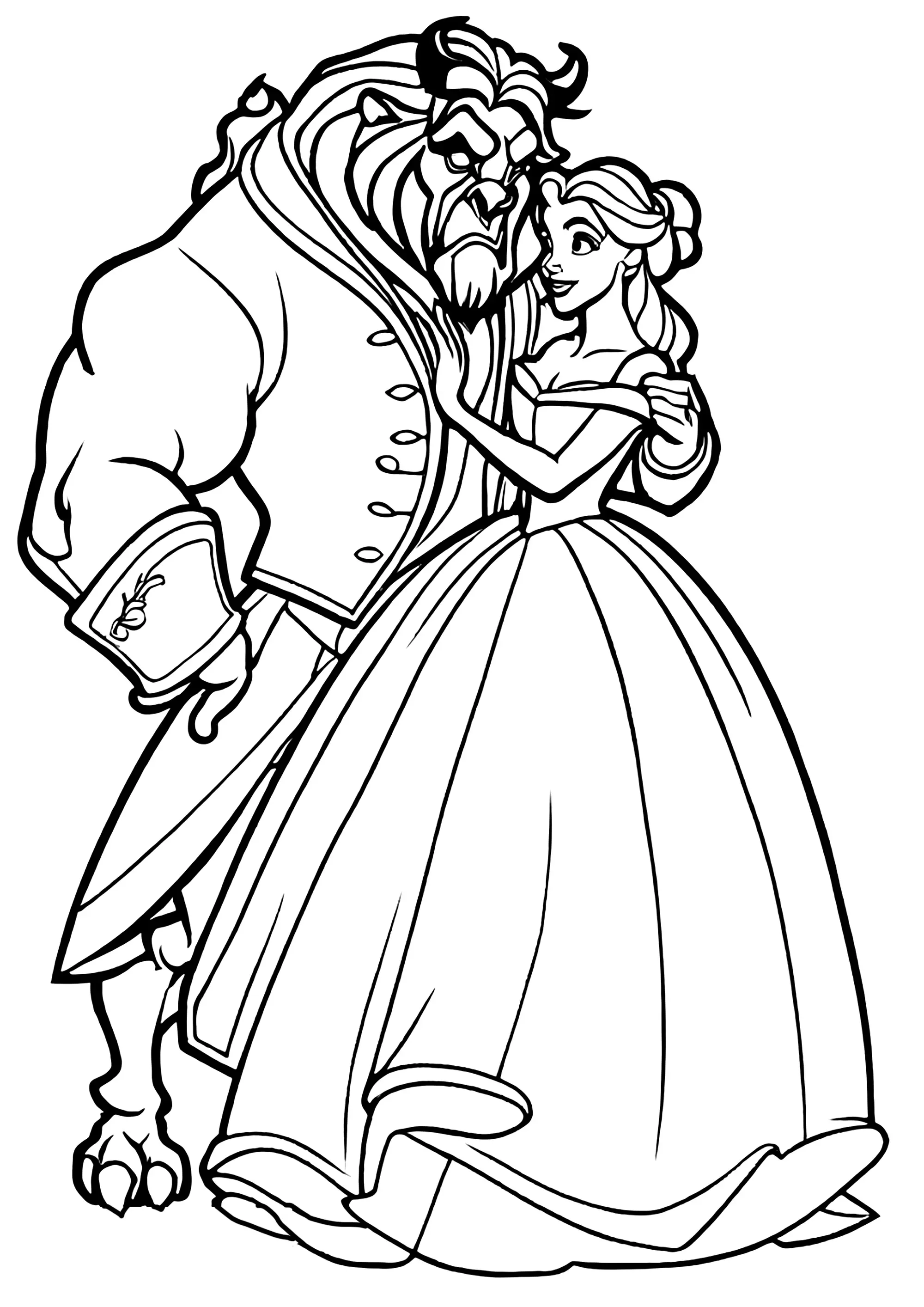 La Bête a un air méchant (Coloriage de La Belle et la Bête à imprimer pour enfants)
