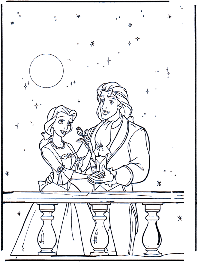 Coloriage pour enfants La Belle et la Bête