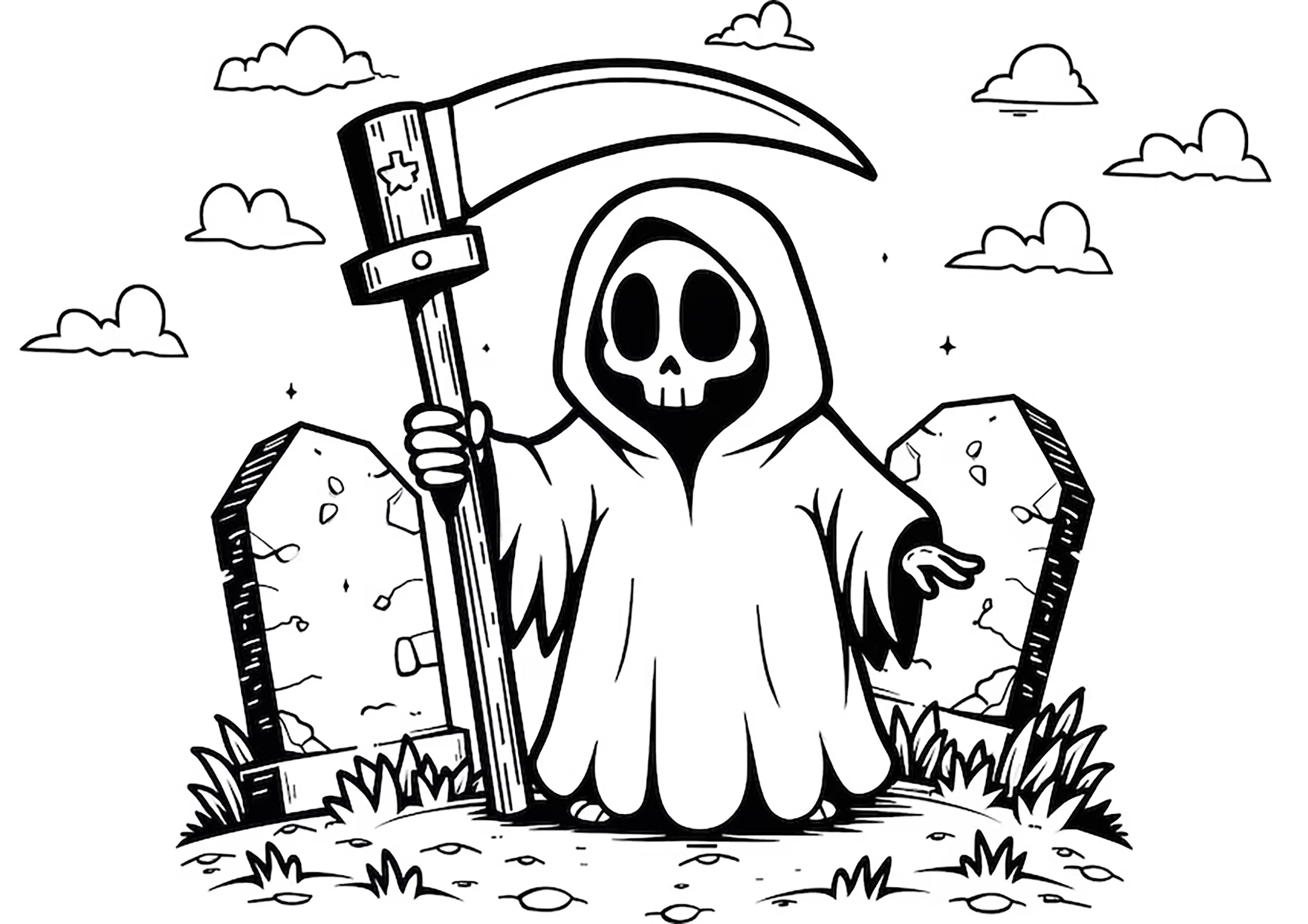 Faucheuse - 00005 (Coloriage de La Faucheuse à imprimer pour enfants)