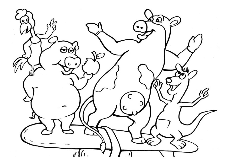 Images des personnages de La Ferme en folie à imprimer et colorier