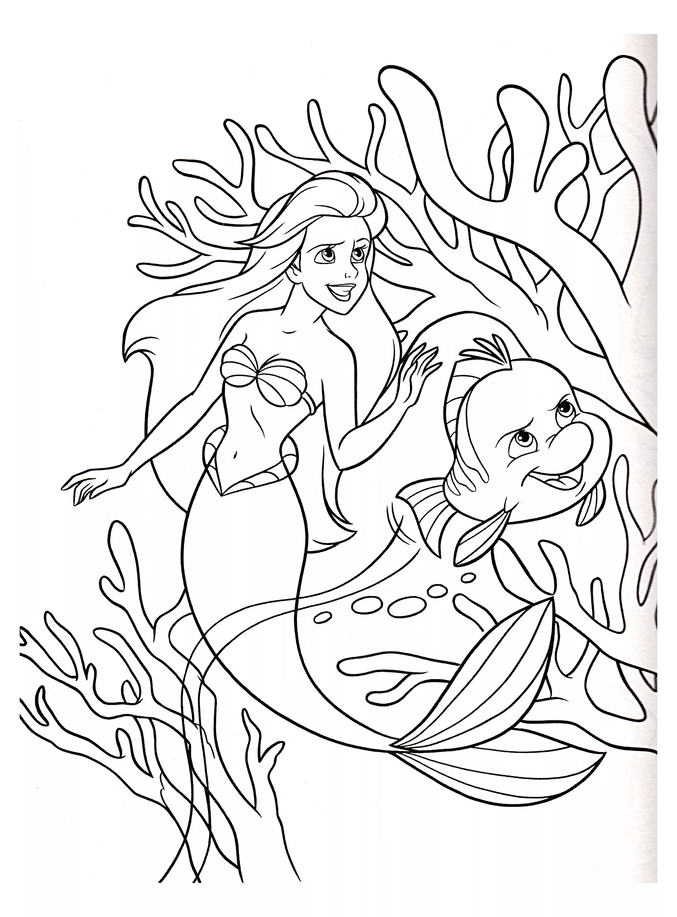 Ariel la Petite Sirène Disney (Coloriage de La petite Sirène (Ariel) à imprimer pour enfants)