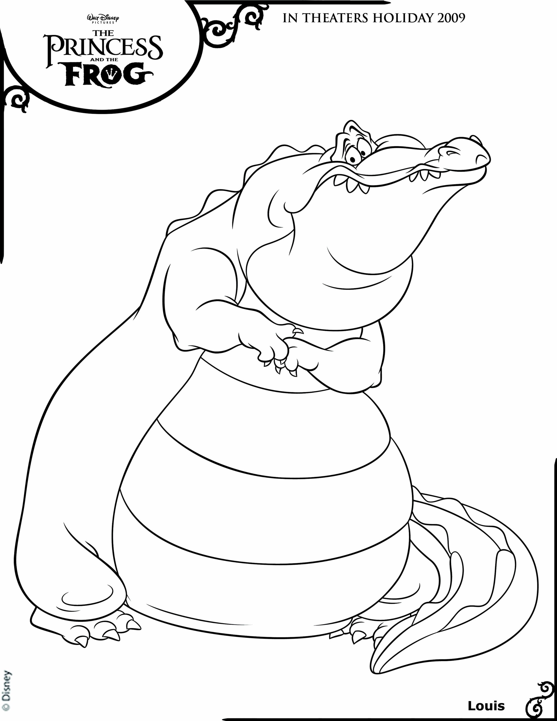 L'alligator de La princesse et la grenouille à colorier