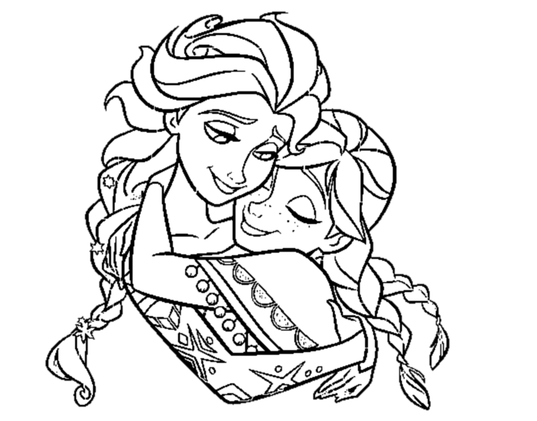 Reine des neiges anna et elsa gros plan - Coloriages de La Reine des