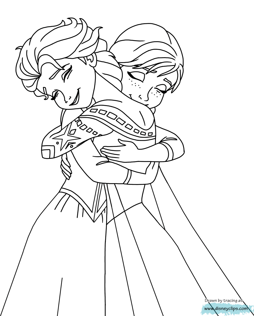 Anna et Elsa, les célèbres princesses Disney, s'enlacent