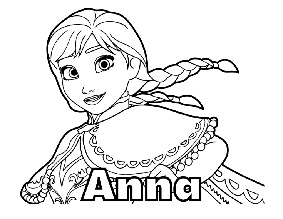 Image à colorier d'Anna, avec son prénom à mettre également en couleurs
