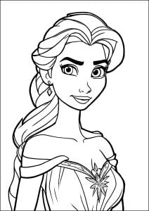 Coloriage d'Elsa à imprimer pour enfants : Esla au regard sévère