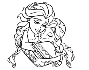 Coloriage de à imprimer pour enfants : Reine-des-neiges-anna-et-elsa-gros-plan