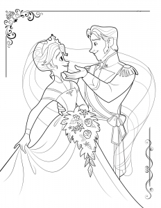 Coloriage reine des neiges elsa et hans dansant