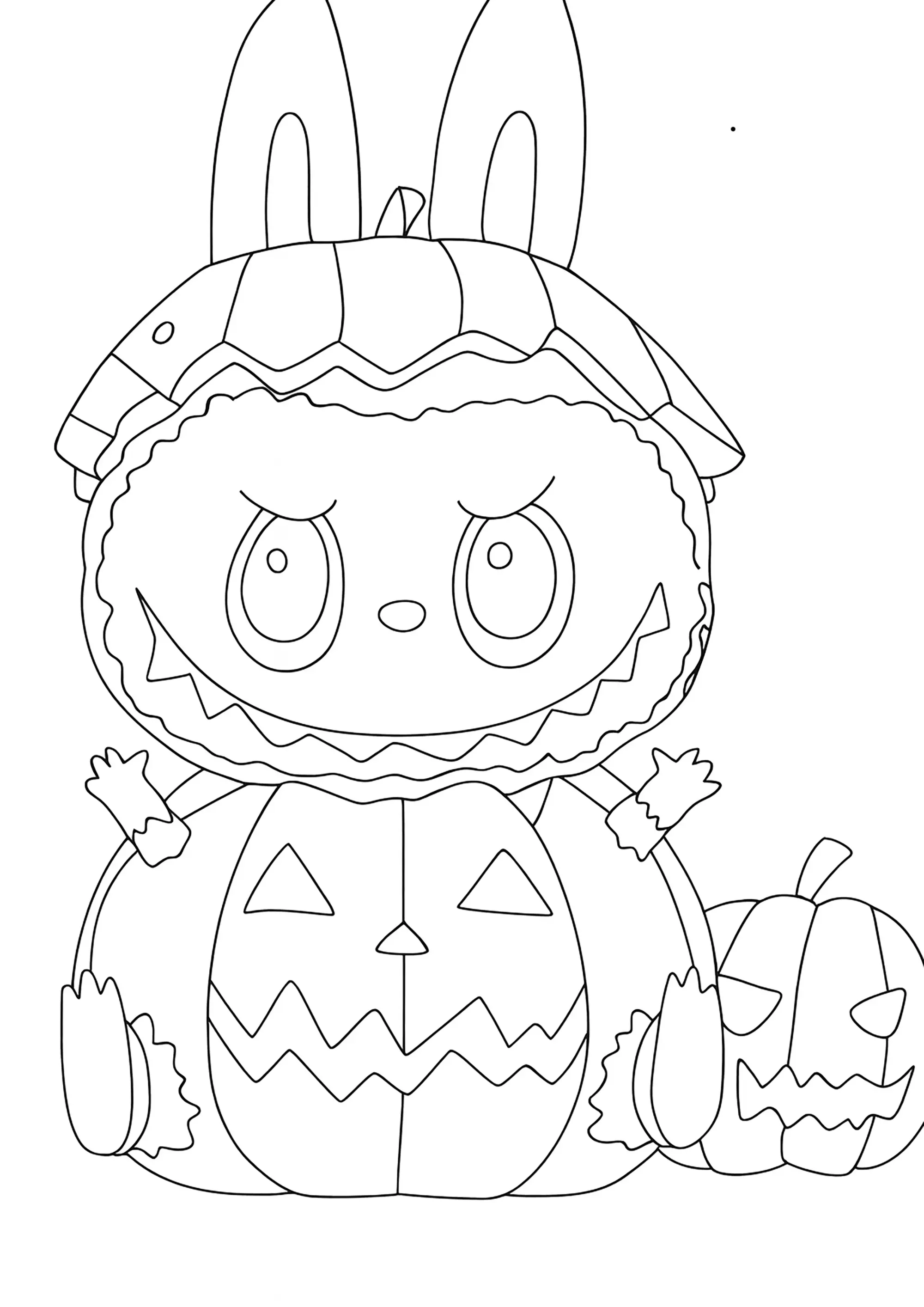 Labubu Halloween (Coloriage à imprimer pour enfants)