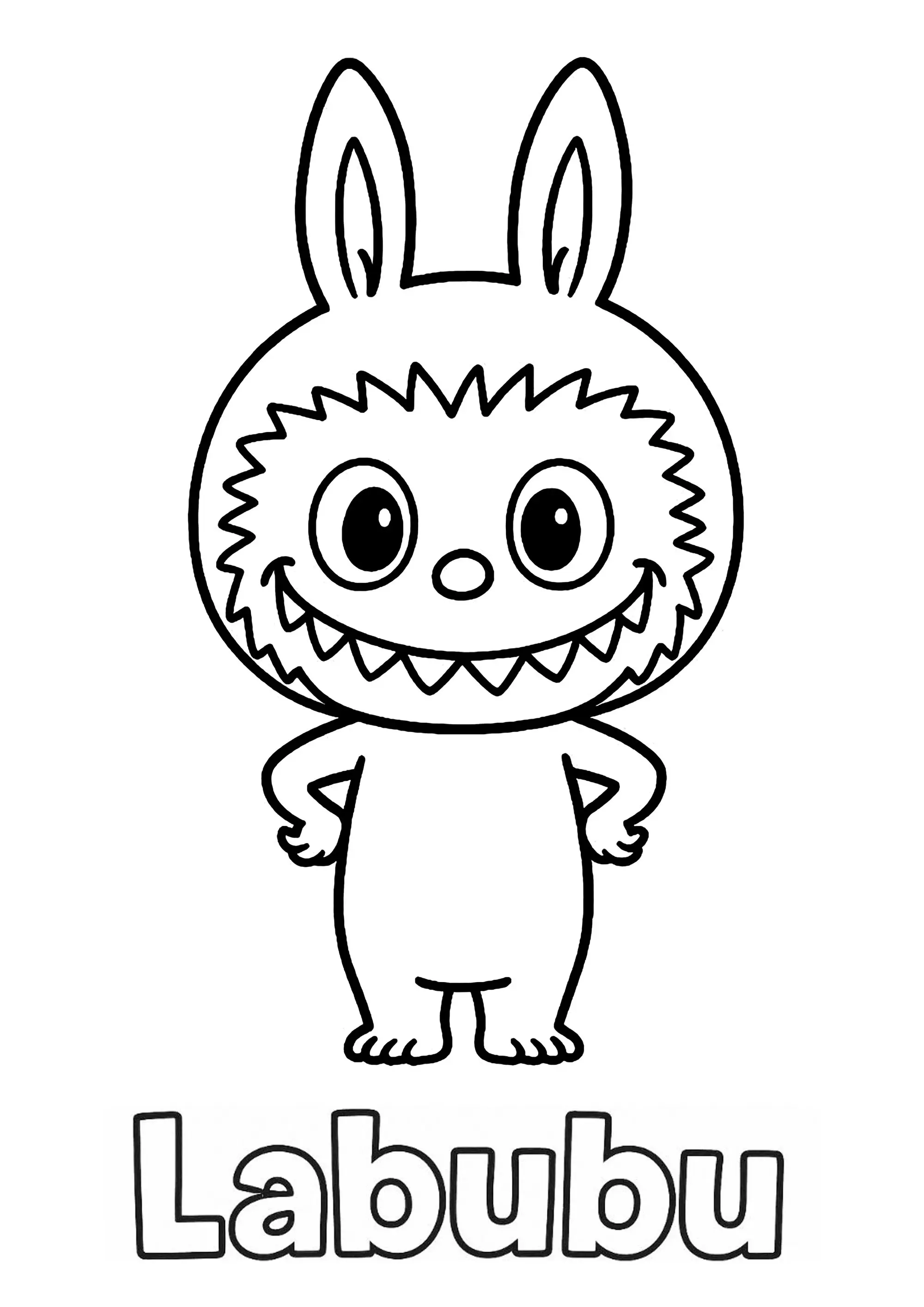 Labubu souriant (Coloriage à imprimer pour enfants)
