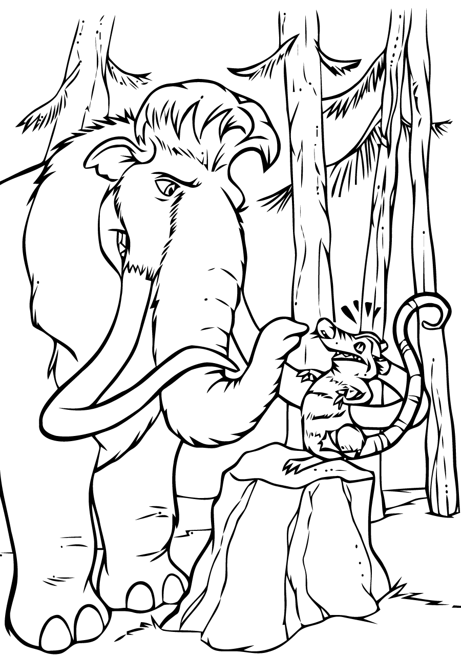Manny et Sid (Coloriage de L’Age de glace à imprimer pour enfants)