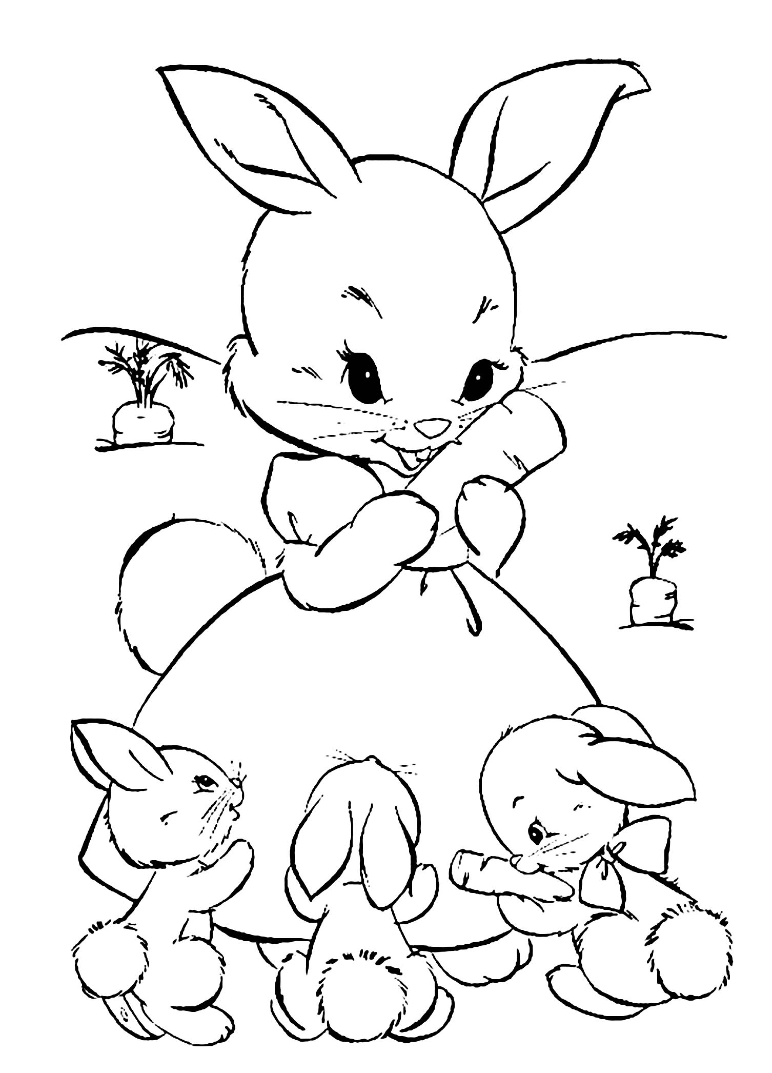 Joli coloriage de lapin simple pour enfants