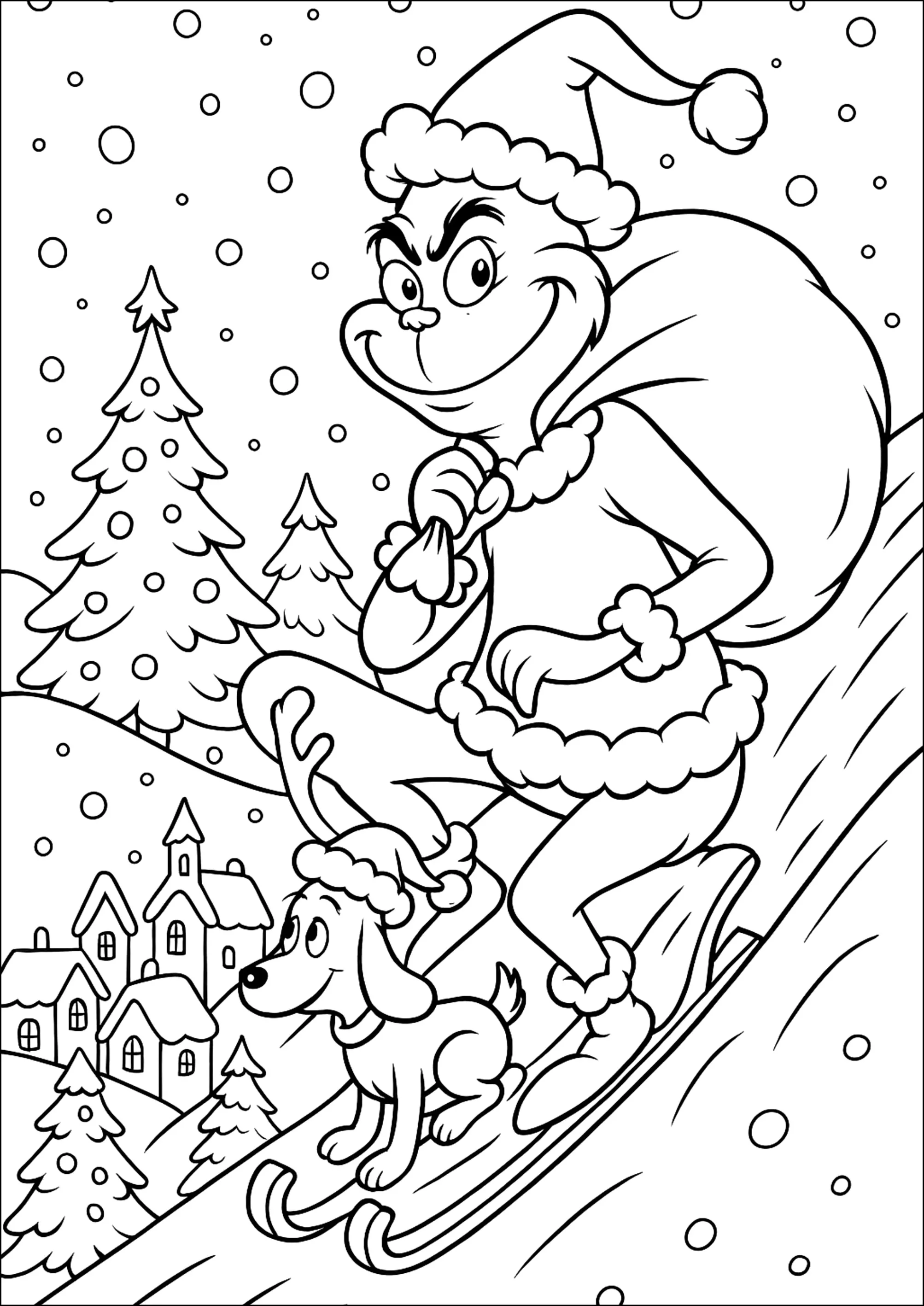 Luge (Coloriage de Le Grinch à imprimer pour enfants)